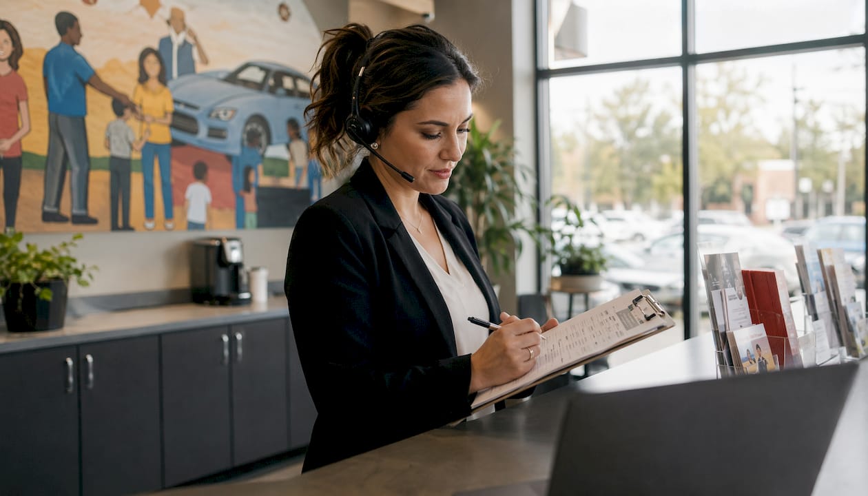Service advisor making follow-up phone call