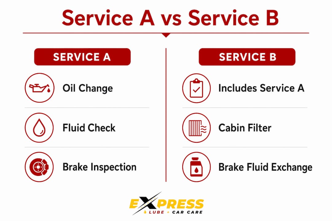 Infographic comparing Service A and Service B features