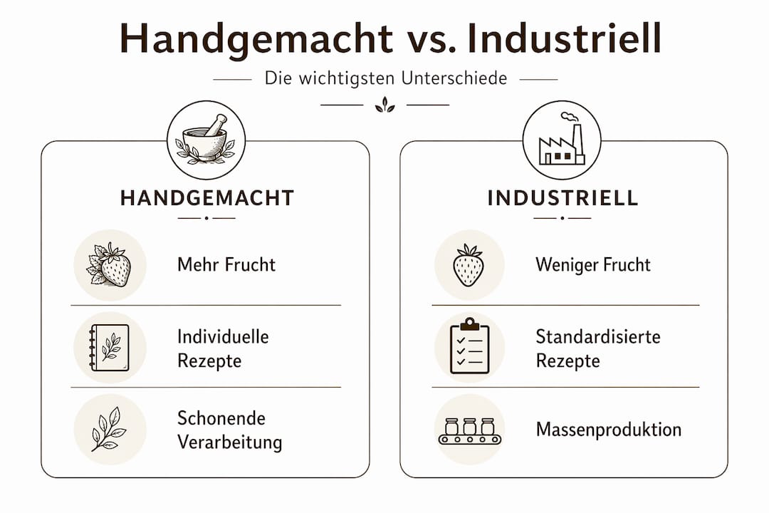 Grafik zum Vergleich: Handarbeit versus maschinelle Fertigung