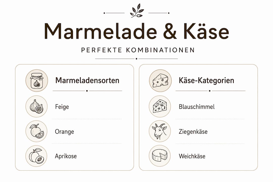 Übersichtsgrafik: Welche Konfitüre passt zu welchem Käse?