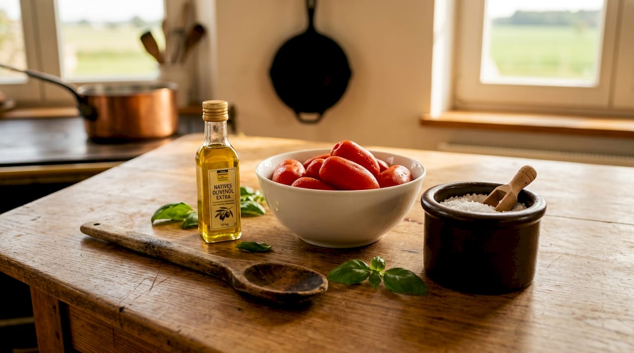 Diese Zutaten und Utensilien brauchst du für eine authentische San-Marzano-Pizzasauce