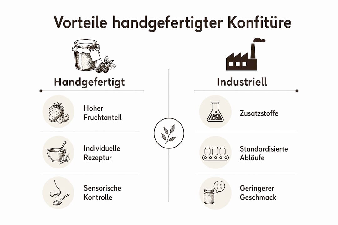 Infografik: Die besonderen Vorteile von handgemachter Marmelade im Vergleich zu industriellen Produkten