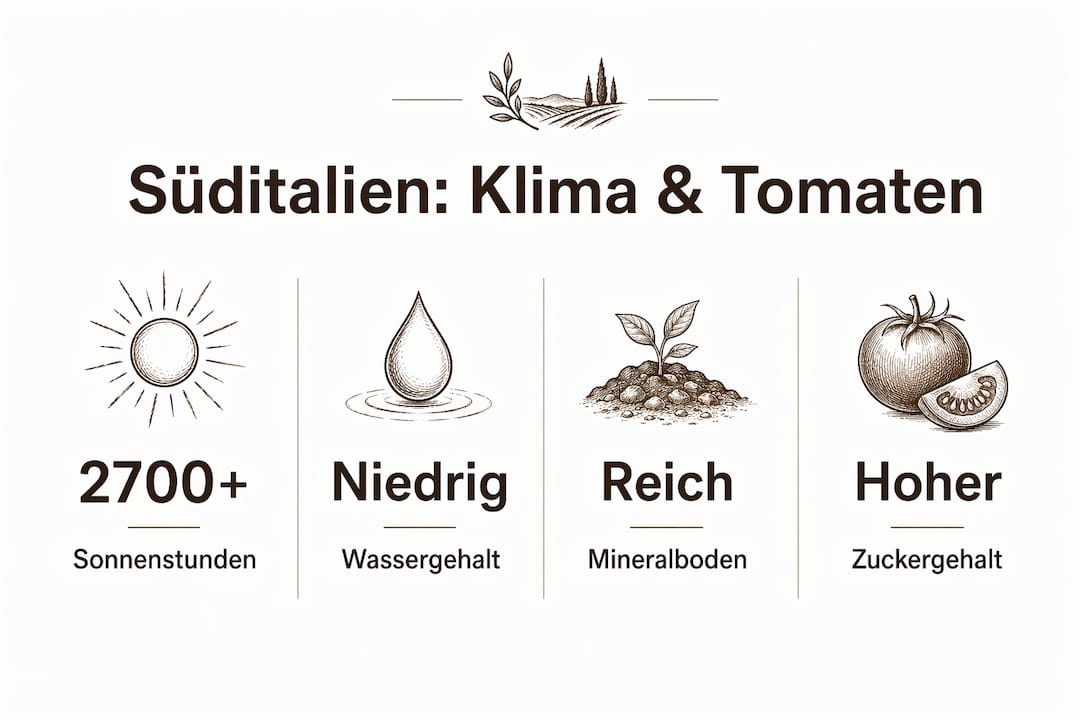 Infografik: Wie das Klima die Tomatenqualität in Süditalien beeinflusst