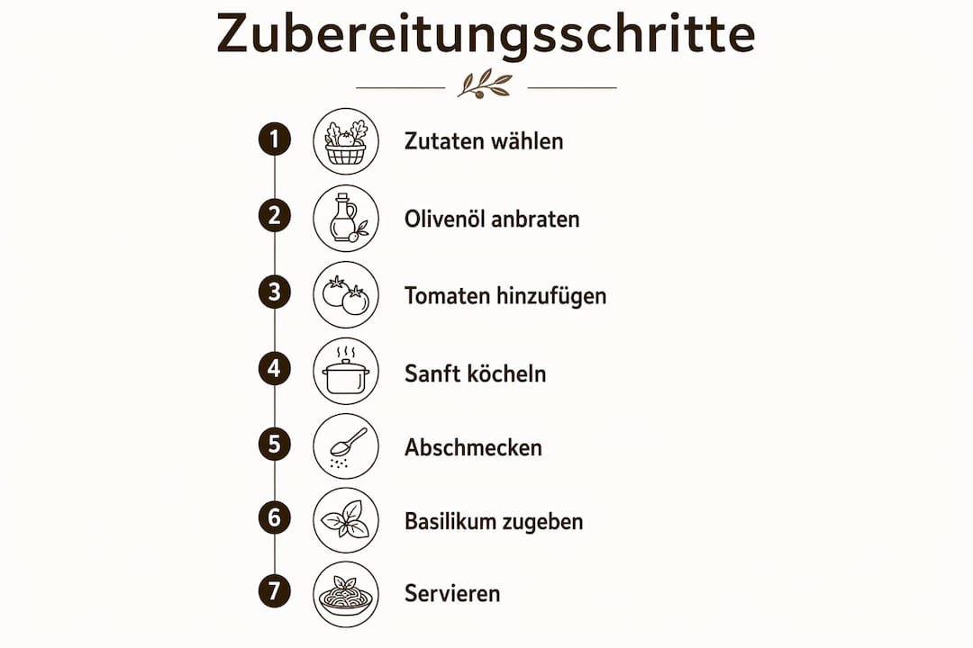 Schritt-für-Schritt-Anleitung: So gelingt dir die perfekte Tomatensauce – anschaulich erklärt in unserer Infografik
