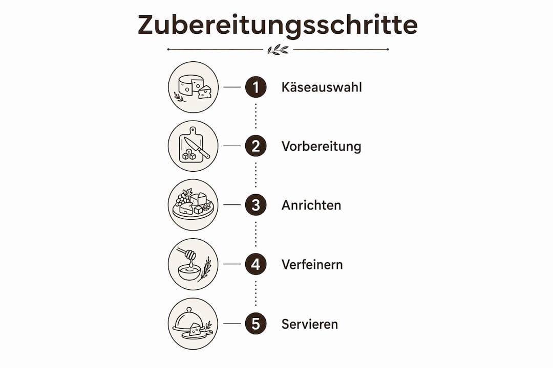 Grafische Anleitung: So gelingt eine mediterrane Käseplatte Schritt für Schritt