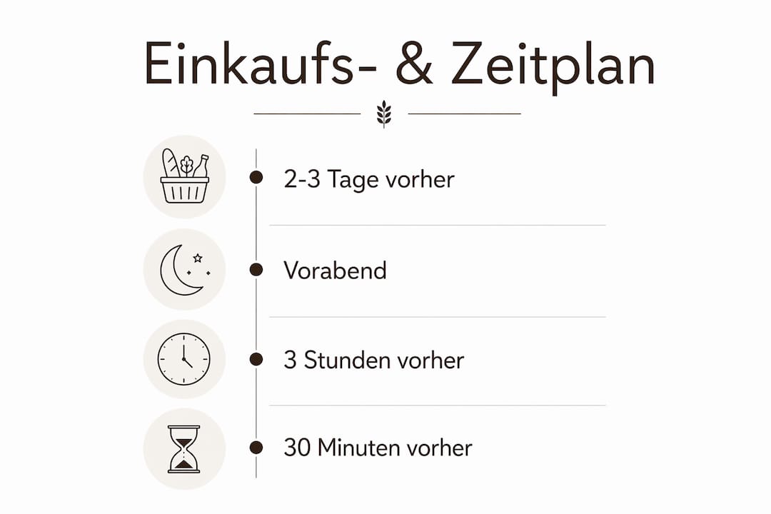 Overzichtelijke grafiek met boodschappen- en tijdschema in stappen