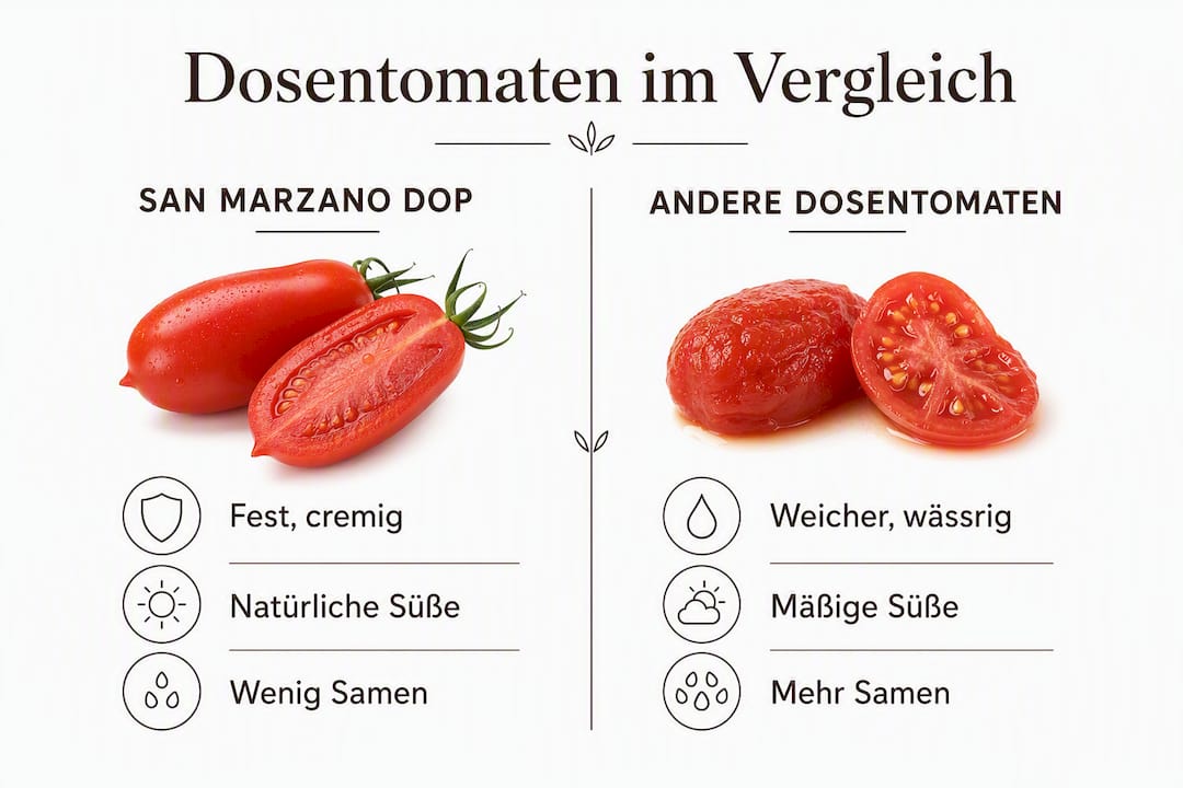 Infografik: San-Marzano-Tomaten im Vergleich zu anderen Tomaten aus der Dose