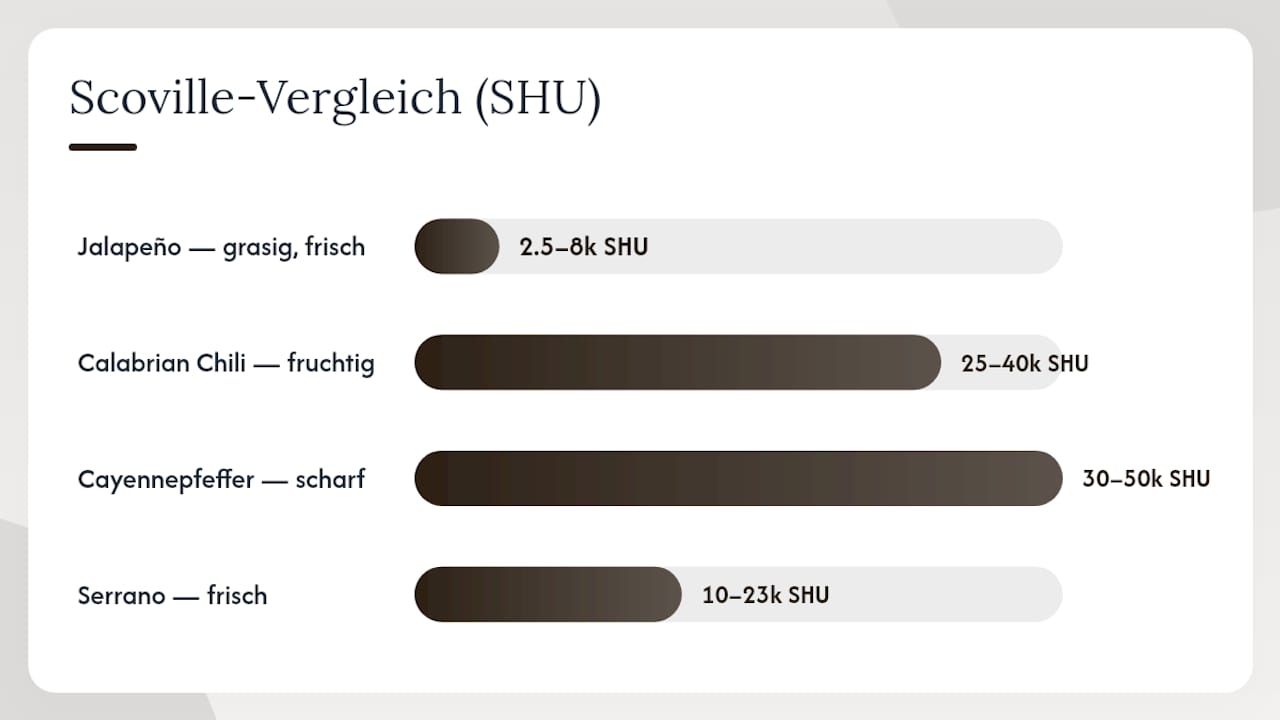 Übersichtstabelle: Schärfegrade und Aromaprofile verschiedener Chilisorten