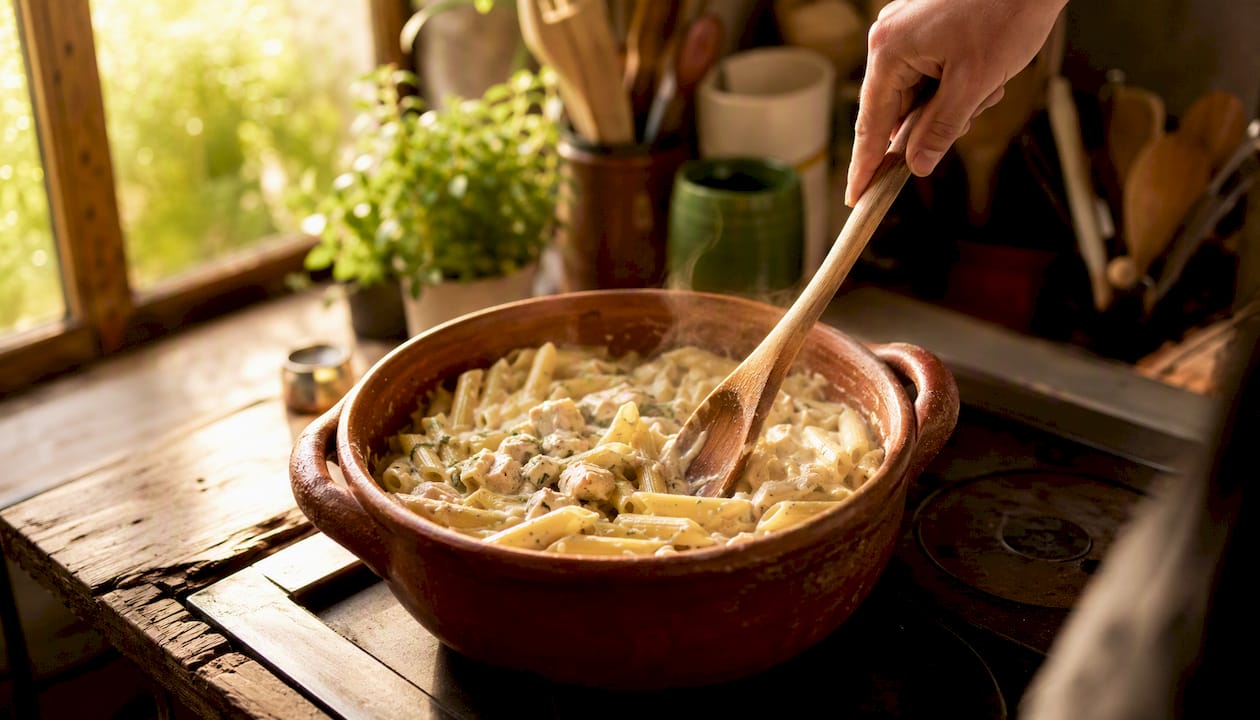 Cremige Gorgonzola-Pasta mit Hähnchen – alles aus einer Pfanne
