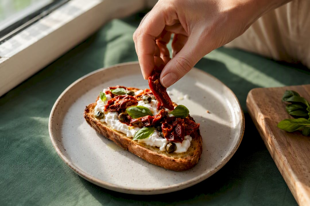 Bruschetta mit Tomaten, Ricotta und Kapern