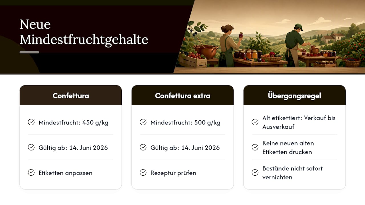 Neue Mindestfruchtgehalte: Was sich ab 2026 wirklich ändert – Übersichtsdiagramm