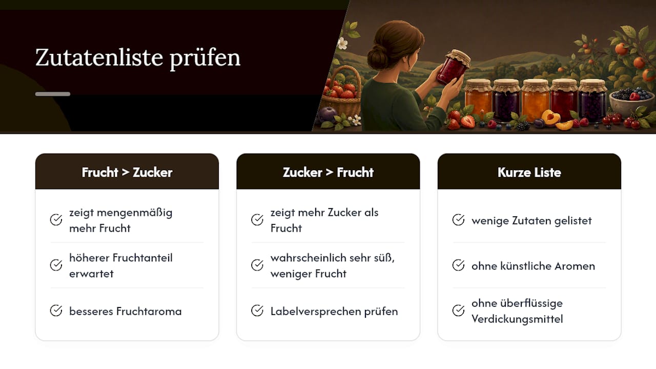 Erklärung der Zutatenreihenfolge bei Confettura