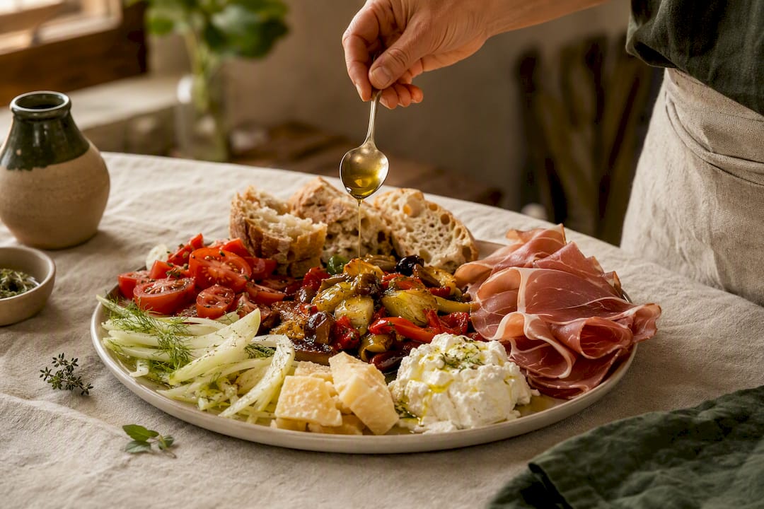 Antipasti-Platte mit Gemüse und Käse