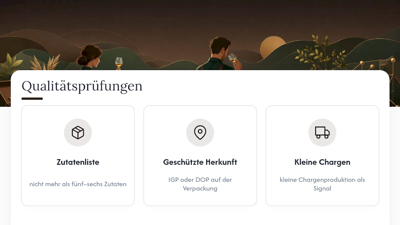 Drei Merkmale für hochwertige Zutaten