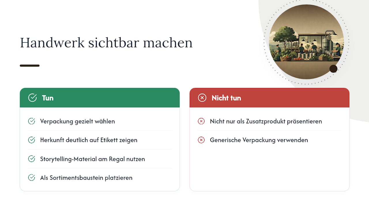 Diagramm: Handwerk, kleine Chargen und regionale Zutaten als Vertrauensfaktoren im Feinkosthandel