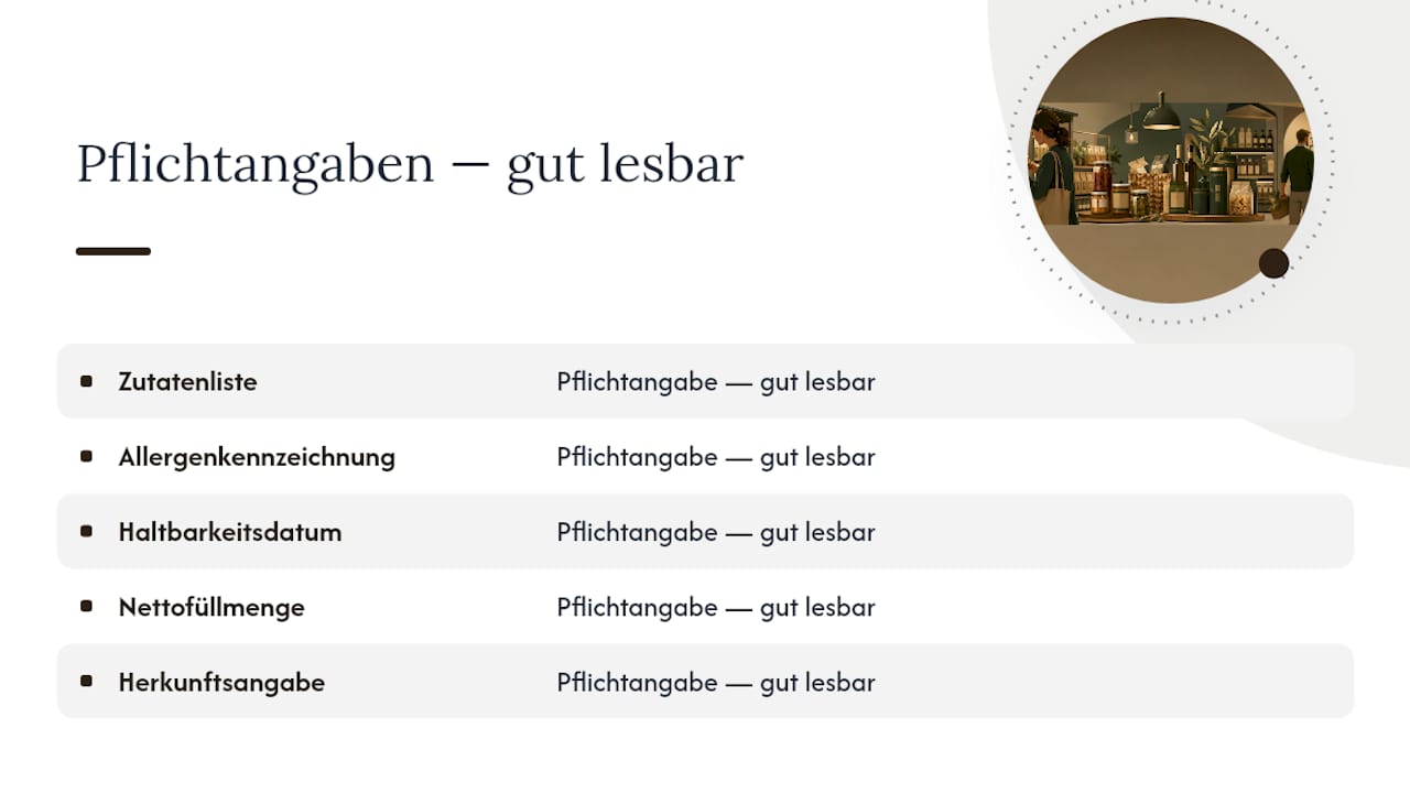 Fünf Pflichtangaben auf Verpackungen von Lebensmitteln