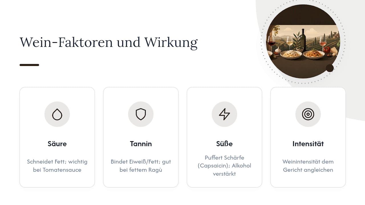Vier Faktoren für die Weinbegleitung