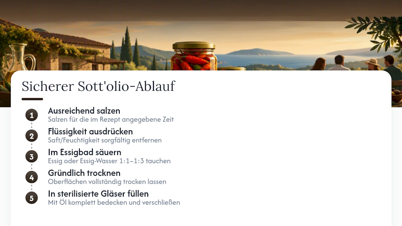 Fünf Schritte für sichere Peperoncini in Öl