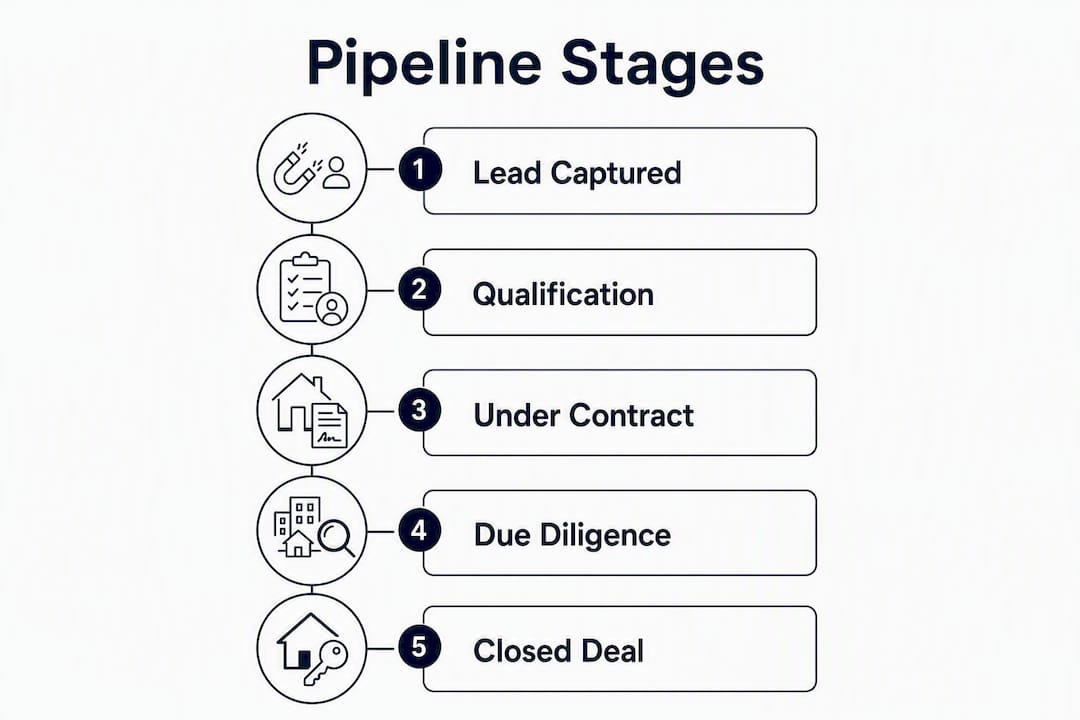 Infographic illustrating deal pipeline stages