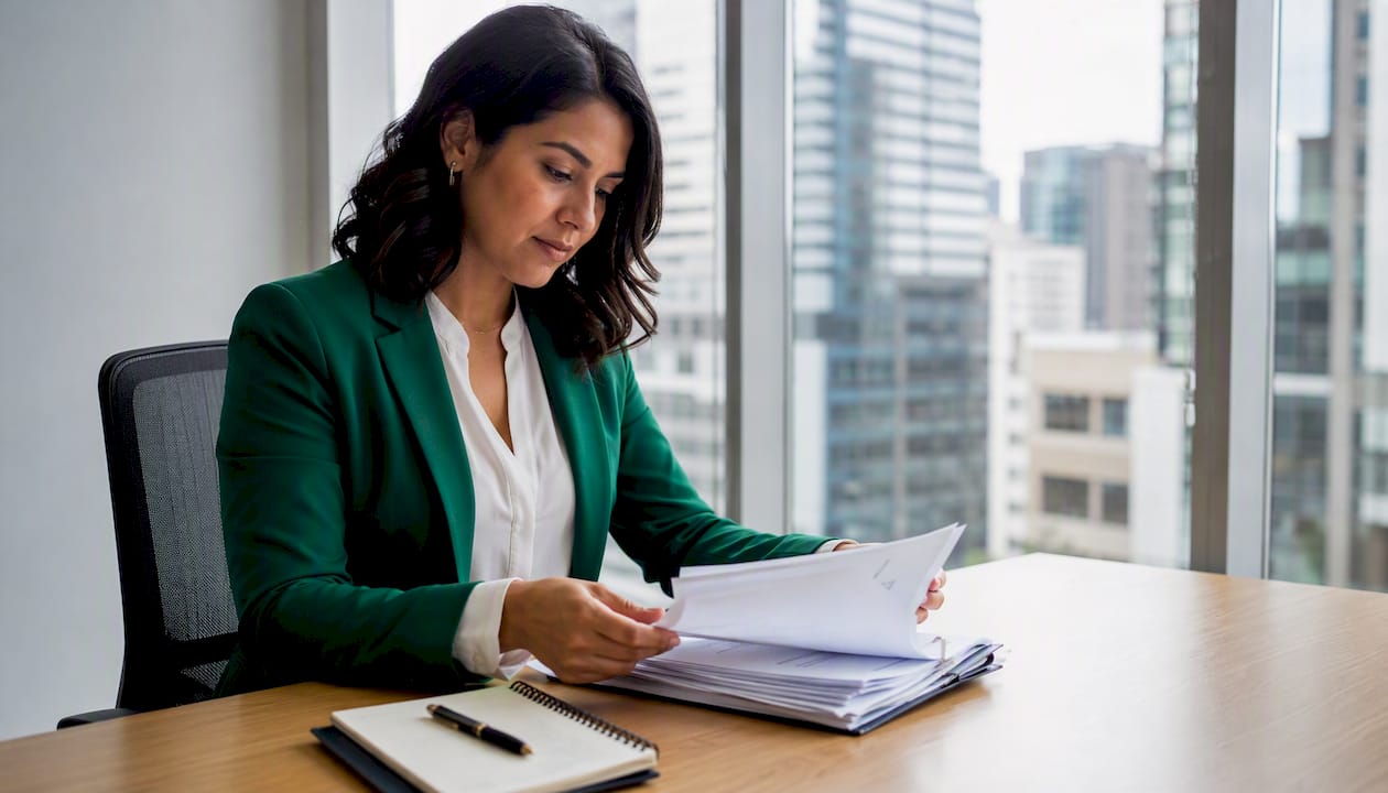 Hands sorting appraisal reports for hard money loan