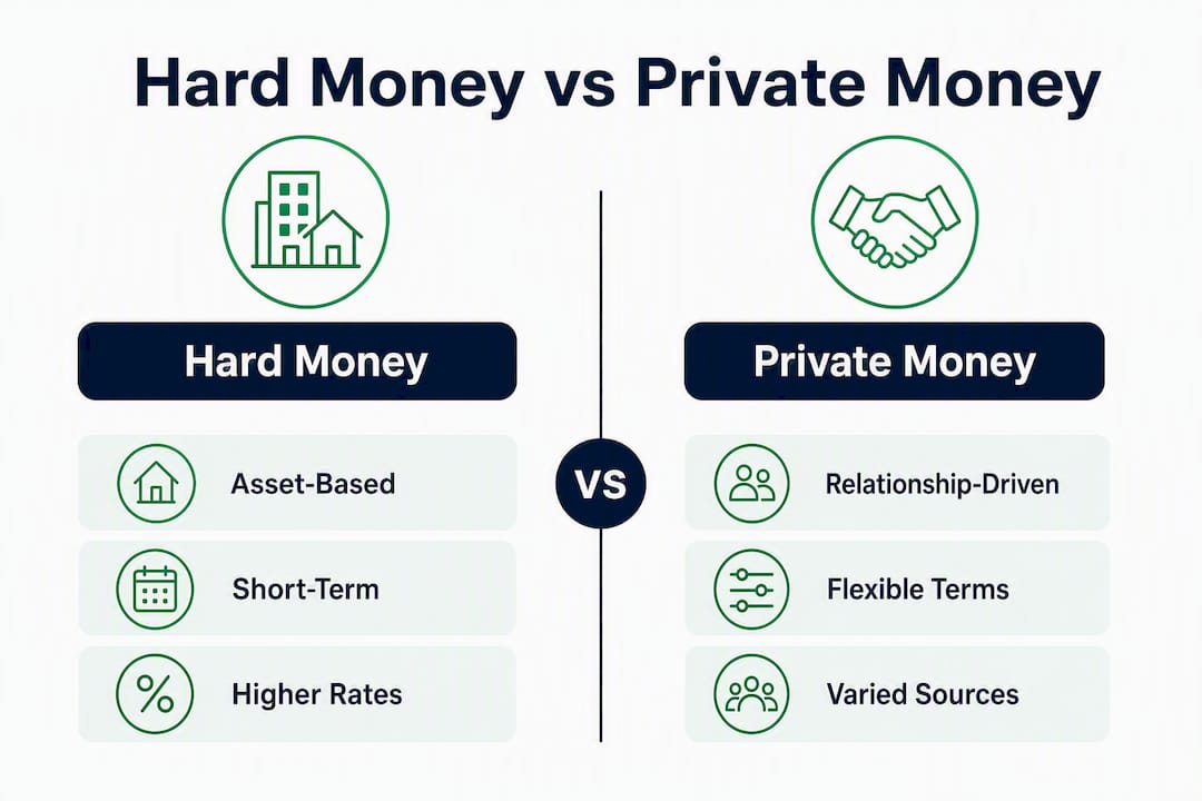 Infographic comparing hard money and private money lending