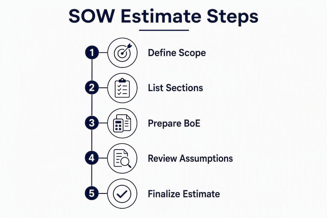 Infographic outlining scope of work estimate steps