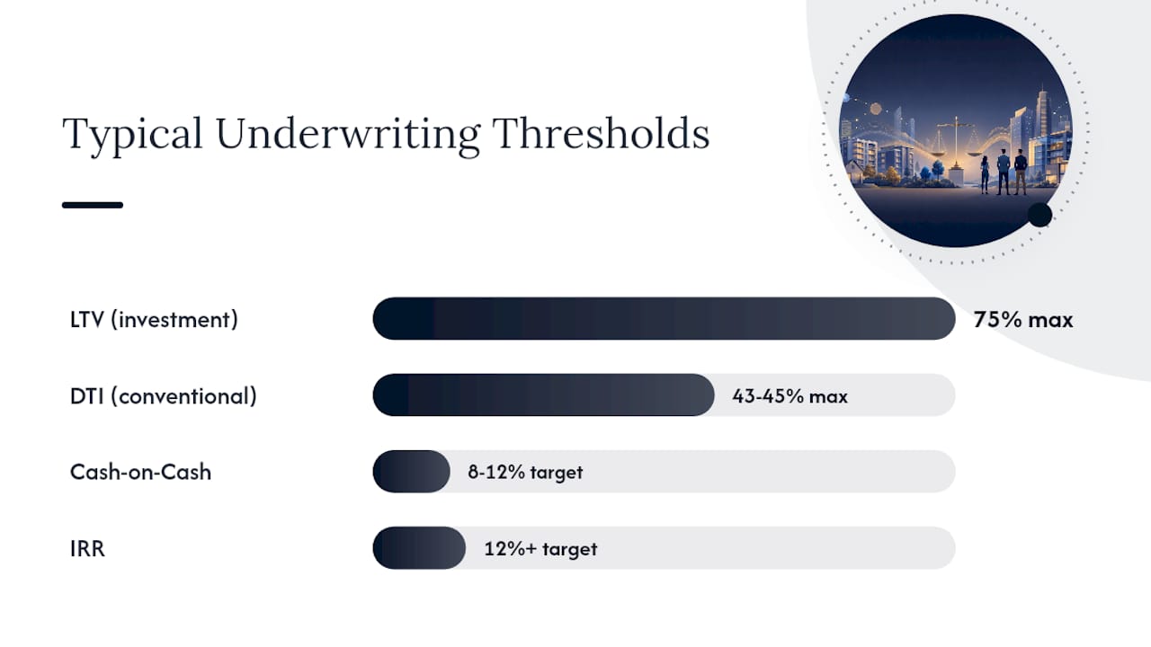 Key real estate underwriting metrics infographic