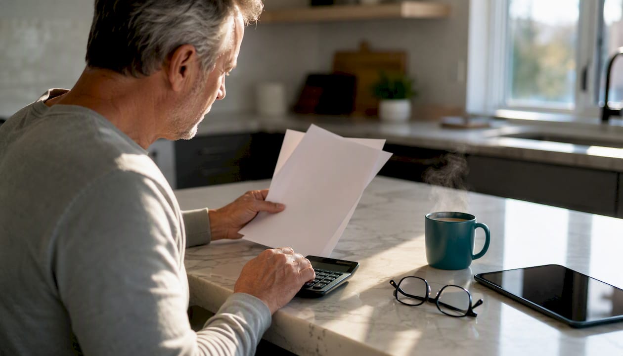 Hands calculating refinance break-even point