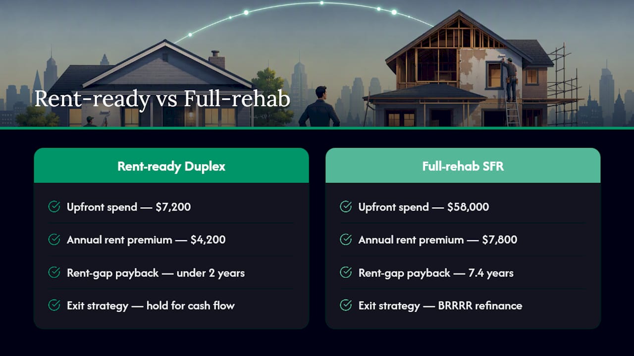 Comparison of rehab costs premiums and payback periods