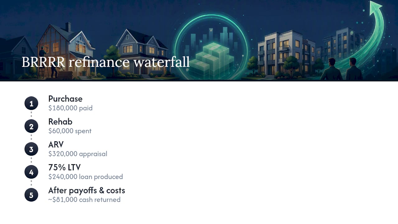 BRRRR refinance math waterfall