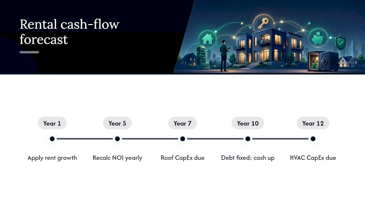 Rental cash flow forecast with future CapEx events