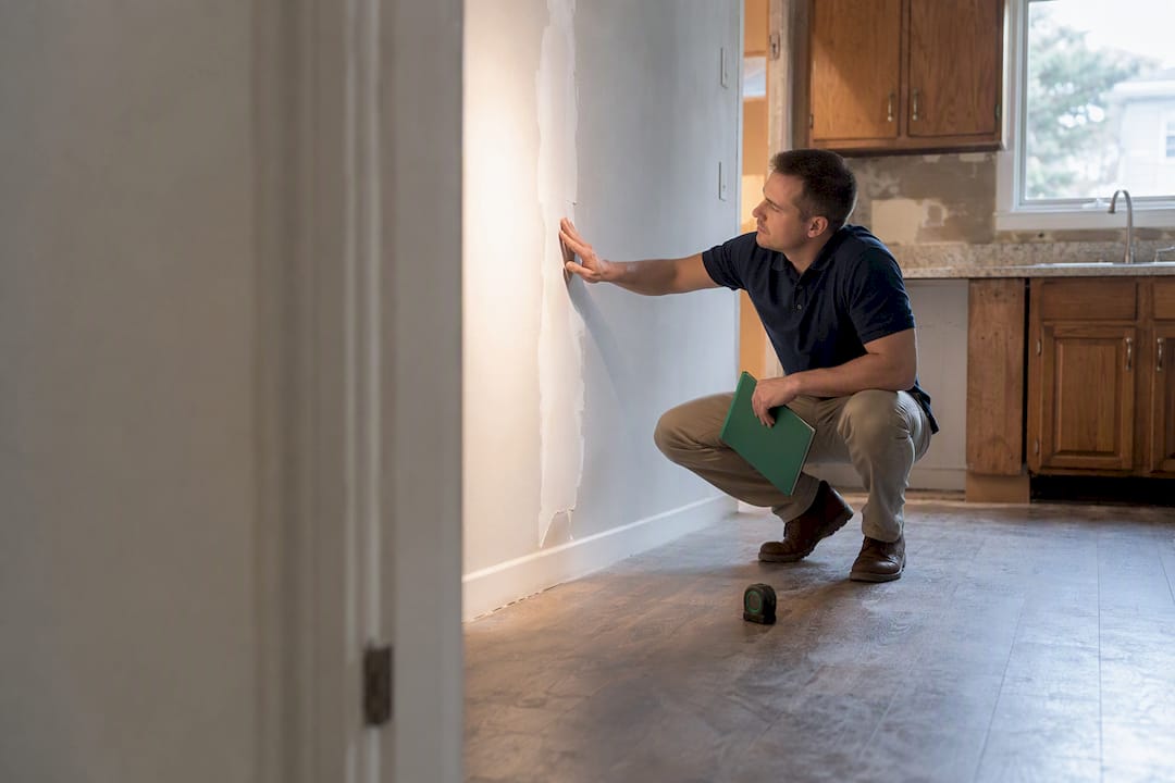 Appraiser examining repairs inside a home