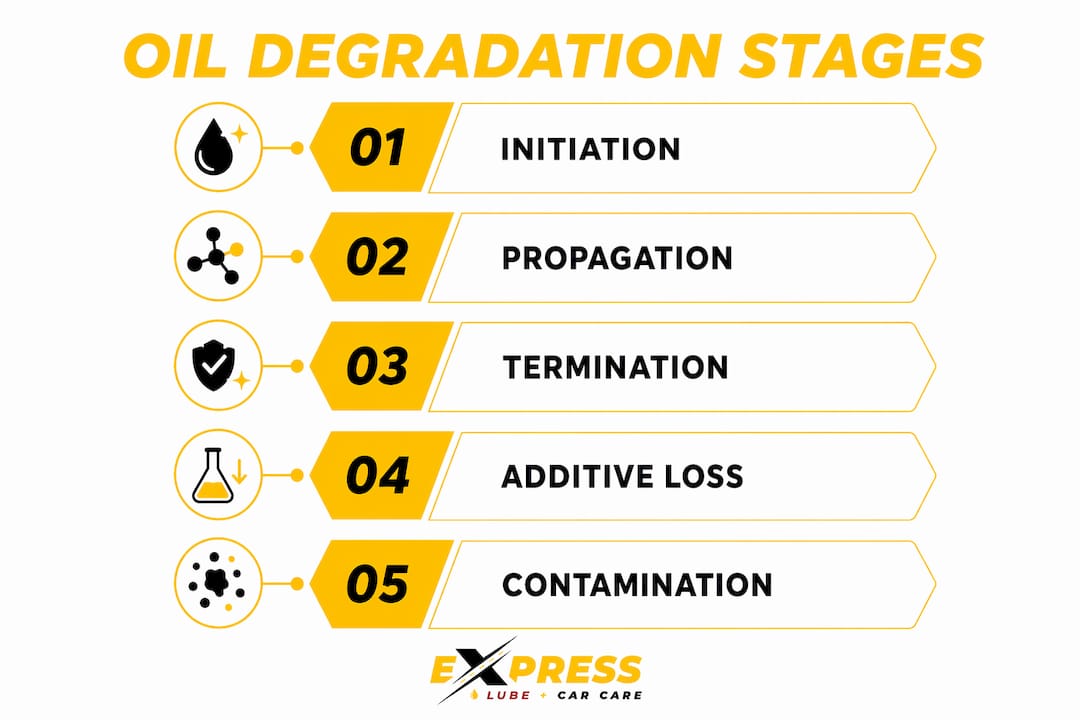 Infographic showing stages of oil degradation