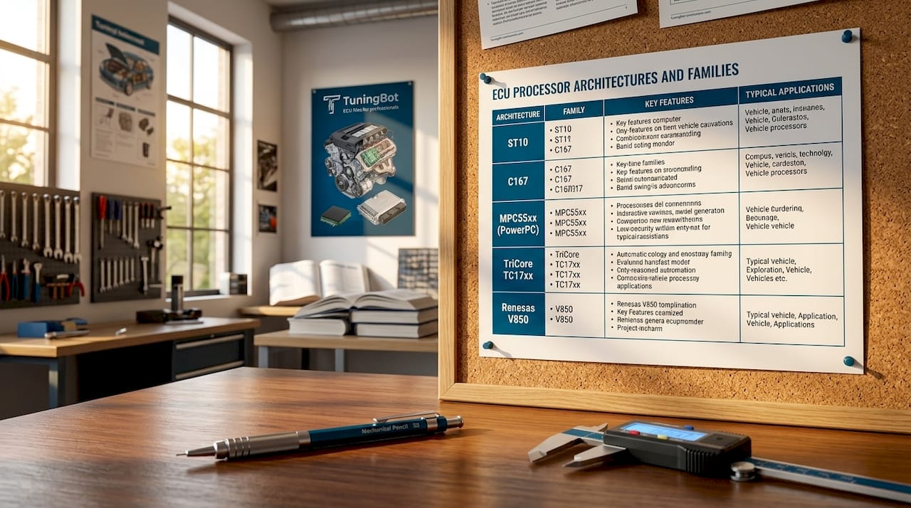 Reference Chart Of Ecu Processor Architectures On Desk