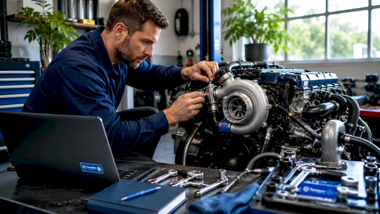 Types Of Petrol Engine Remapping: A Stage-By-Stage Guide Hands Inspecting Turbocharged Petrol Engine