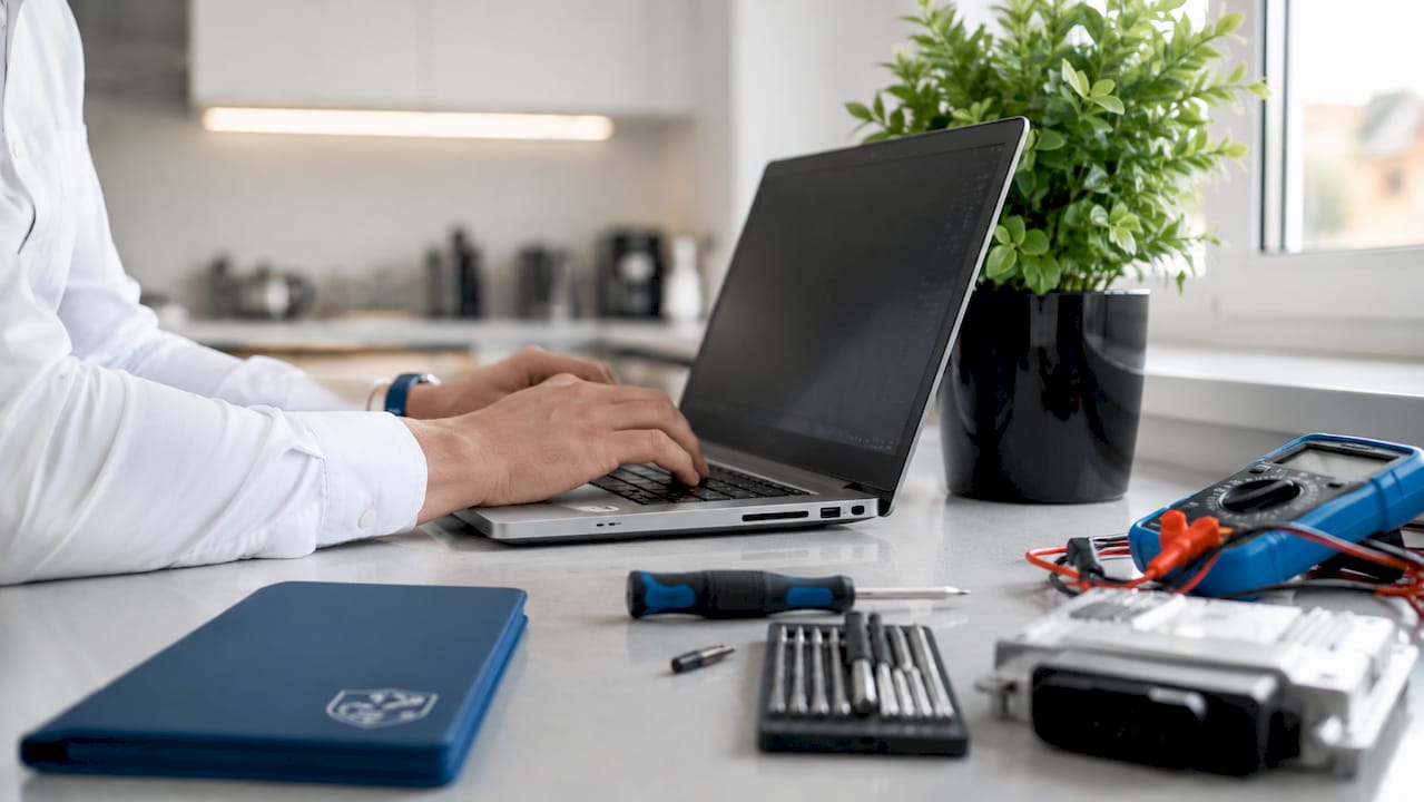 Hands Typing On Laptop For Ecu Tuning