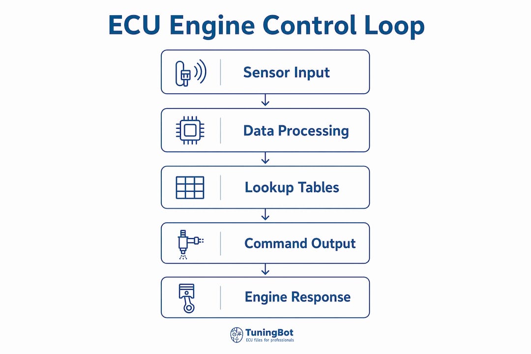 The Role Of Ecu In Engine Management Explained Infographic Showing Ecu Engine Control Loop Steps