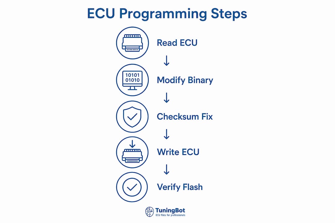 Infografica: Passaggi per la programmazione dell'ECU del motore