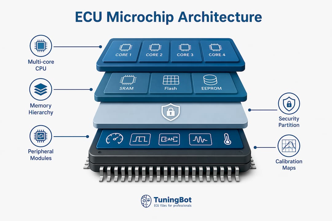 What Is The Microchip Inside An Ecu? Infographic Illustrating Ecu Microchip Architecture