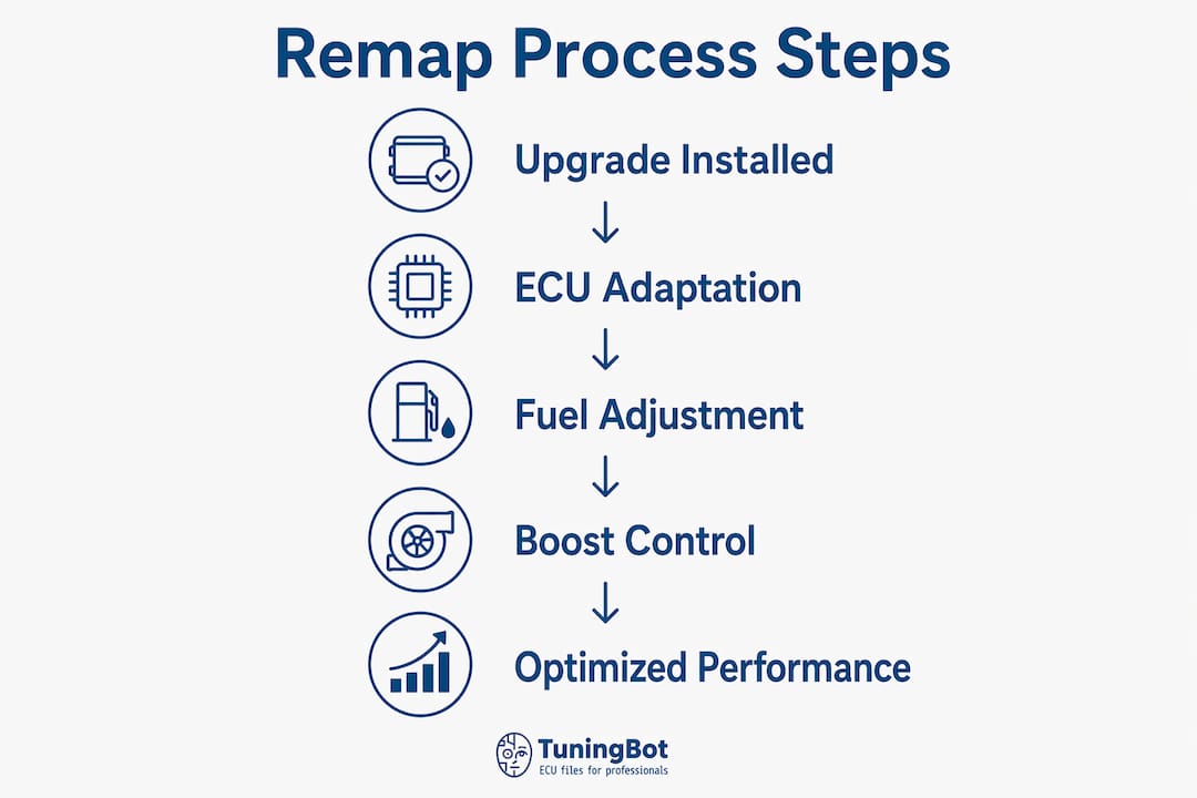 Exhaust Upgrade Remap: What It Is And Why It Matters Infographic Showing Steps Of Exhaust Upgrade Remap Process