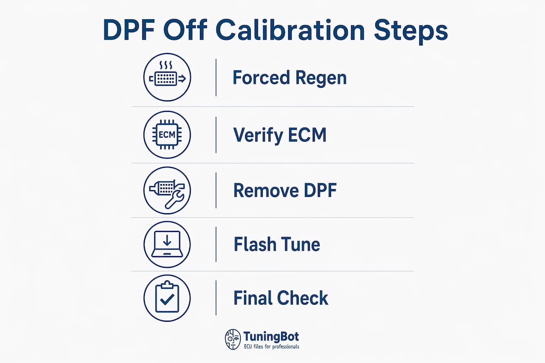 Dpf Off Calibration Steps: A Professional Workshop Guide Infographic Illustrating Step-By-Step Dpf Off Calibration Process