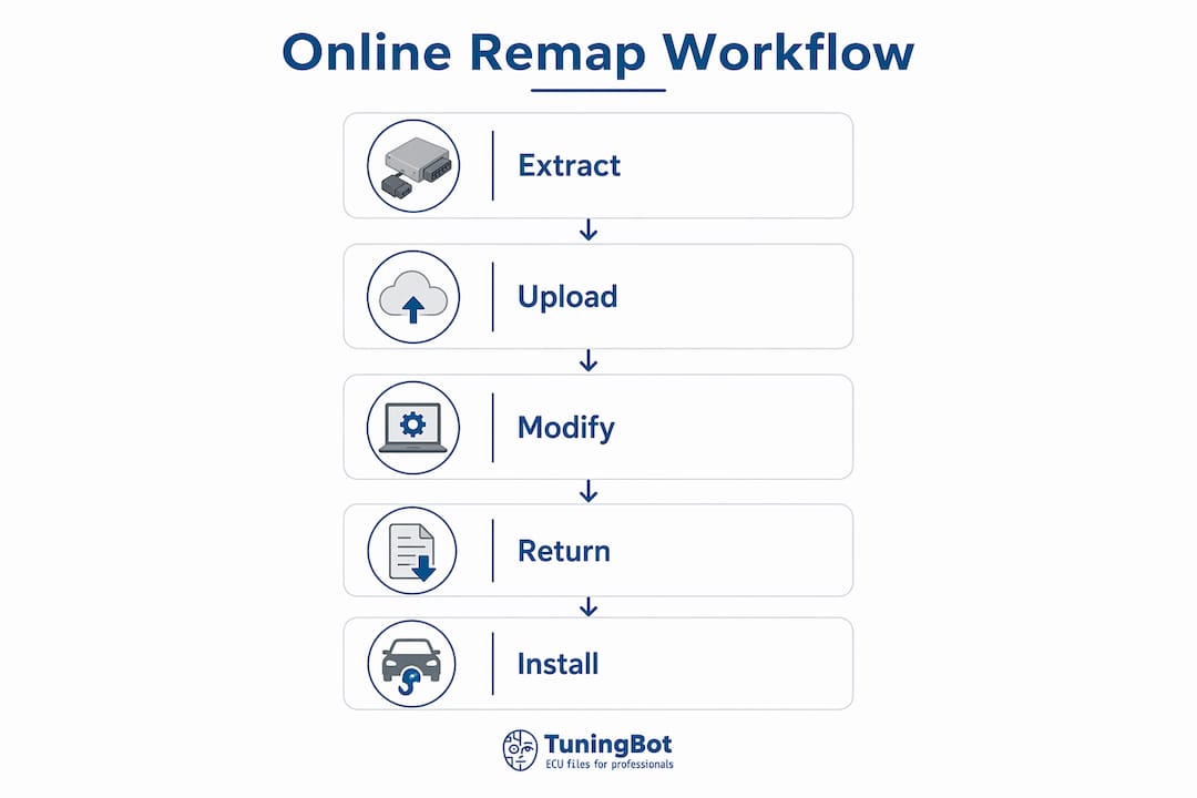 Infographic Illustrating Steps Of Online Remap File Delivery Workflow