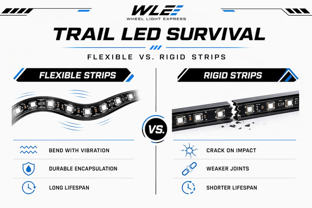 Comparison infographic flexible vs rigid LED strips