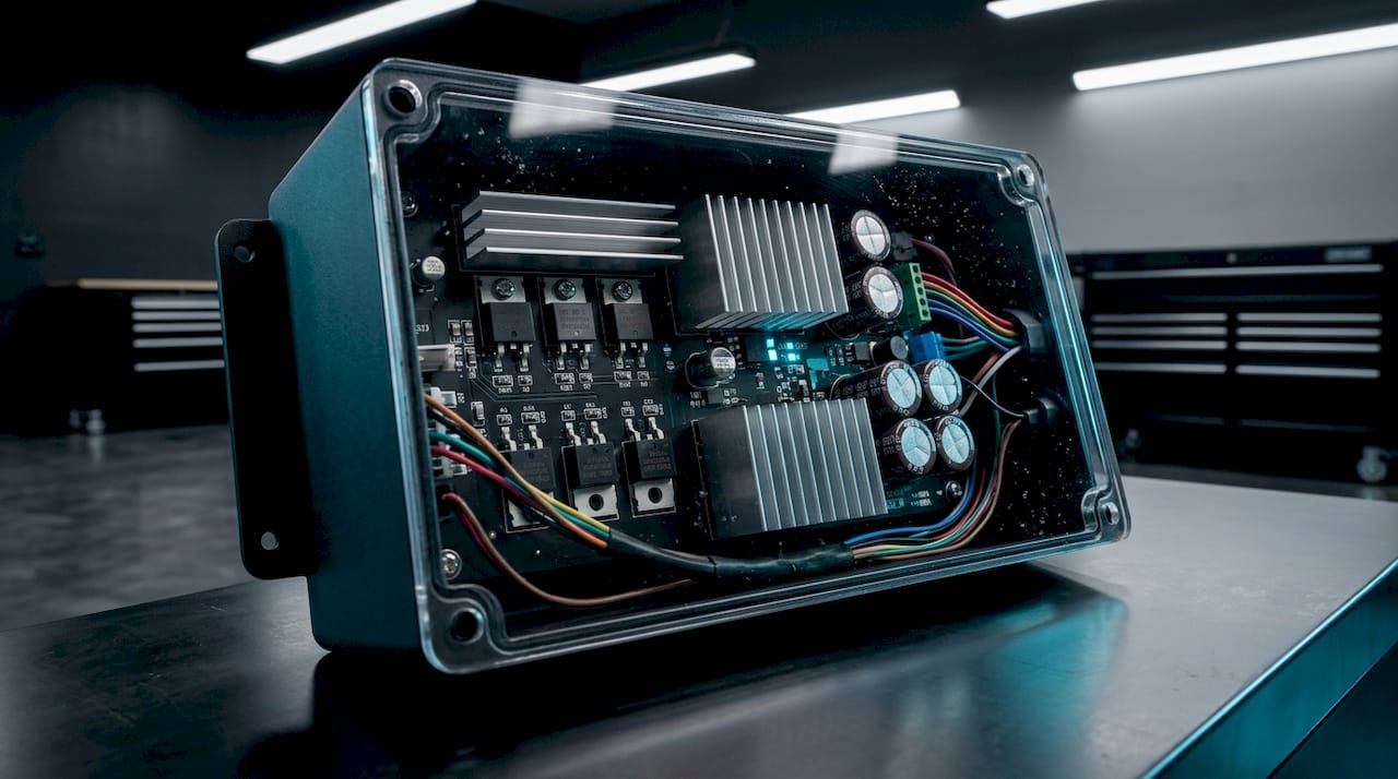 Close-up of LED driver circuit board components