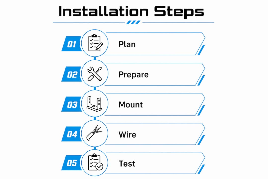 Infographic outlining step-by-step LED strip installation process