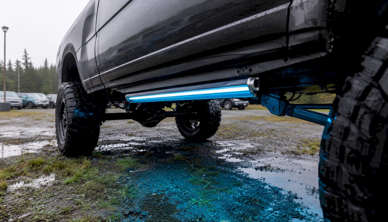 Durable aluminum underglow lighting close-up