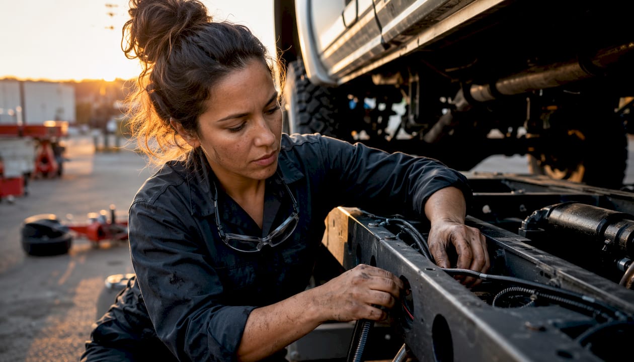 Mechanic installing wiring for underglow lights