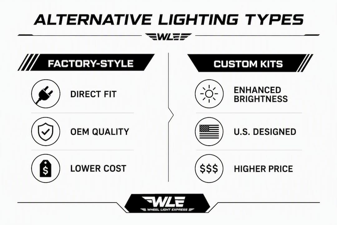 Infographic comparing two vehicle lighting alternative types