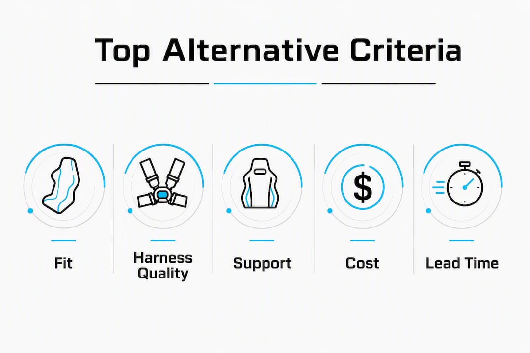 Infographic showing top alternative criteria for truck lighting harnesses