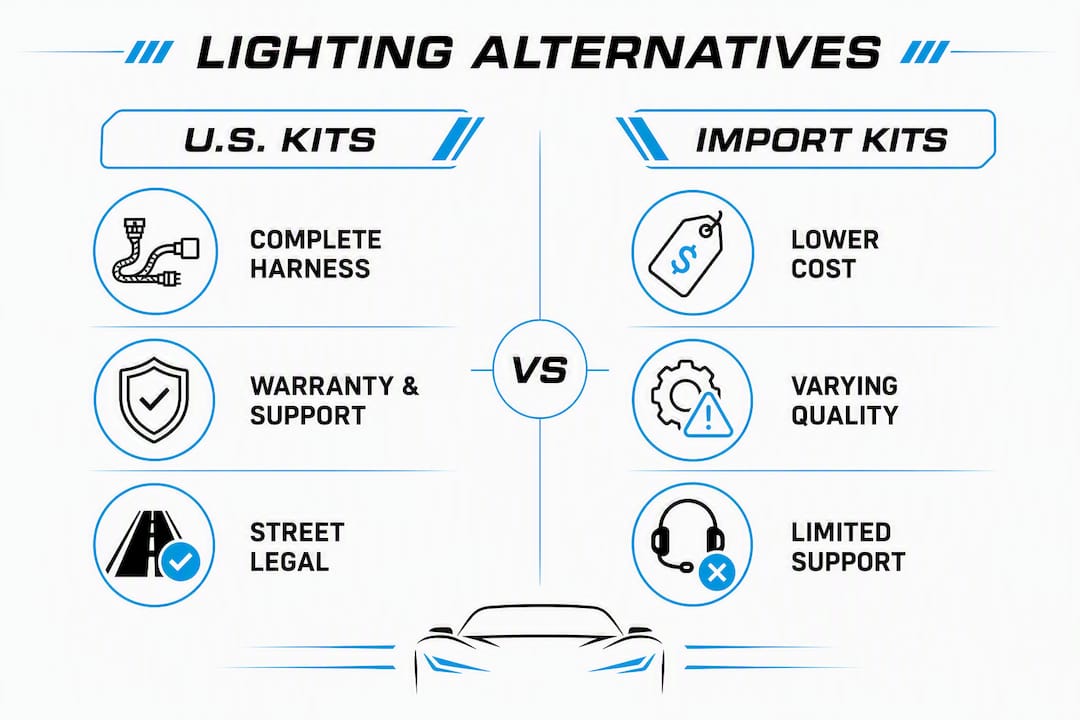 Infographic comparing US-designed and import truck lighting kits